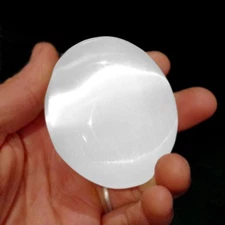 XL Natural Selenite Palm Stone Rock Crystal Healing Reiki Polished Worry Stone