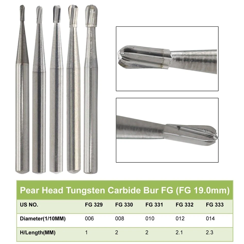 Burba de carburo dental Wave FG330 redonda 1/4 2 4 6 8 557 agarre de fricción fresa de alta velocidad Foto 3 de 4