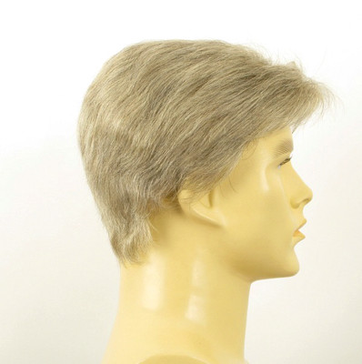Perruque Homme 100% Cheveux Naturels Blanc Méché Gris - Modèle JACK 51 Court - Neuf