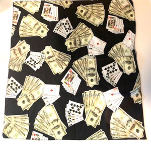 Bandana-Headband-Neck Scarf-Wrist tie 100 dollar & Gambling Cards print vtg