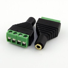 2pcs 3.5mm Female 4 Pole Stereo To AV Screw Video Balun Terminal Plug Connector