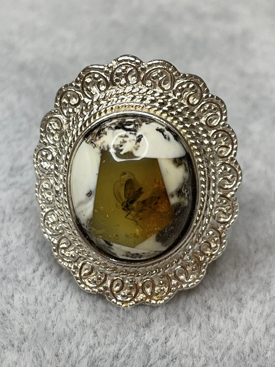 Amber rings with insects deals