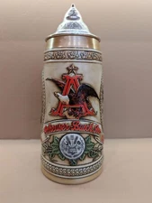 BUDWEISER Beer Stein W/ Lid Ceramarte “A” Series Anheuser Busch
