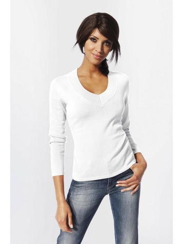 Versatile Pure Cotton Fine Knit V Neck 