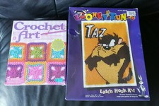 Looney Tunes Taz 1996 Latch Hook Kit Caron  4M Crochet Art NEW Sealed Fun Easy