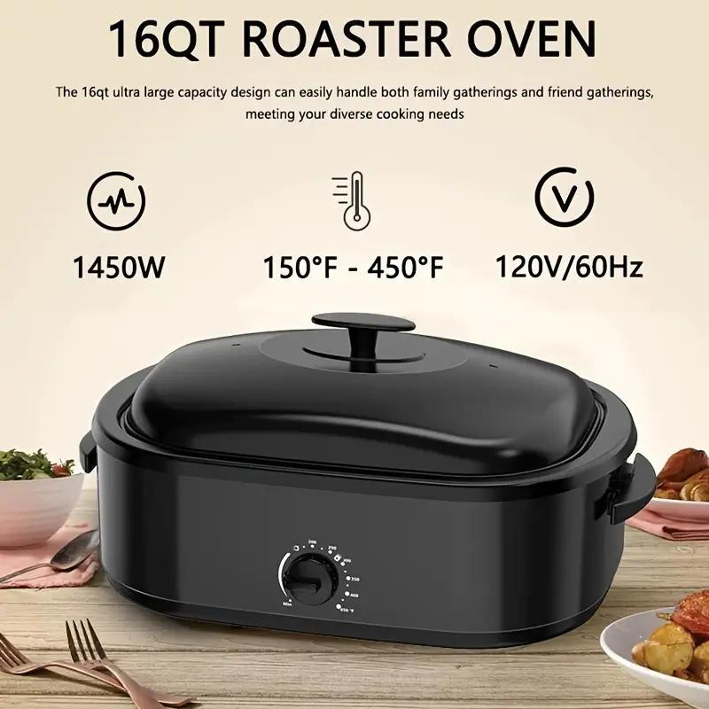 Electric Roaster Oven 16QT Turkey Roaster Oven w/ SelfBasting Lid