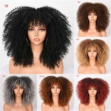 Afro Hair Women 16''Short Curly Synthetic Mixed Wigs Blonde Kinky Natural Wig