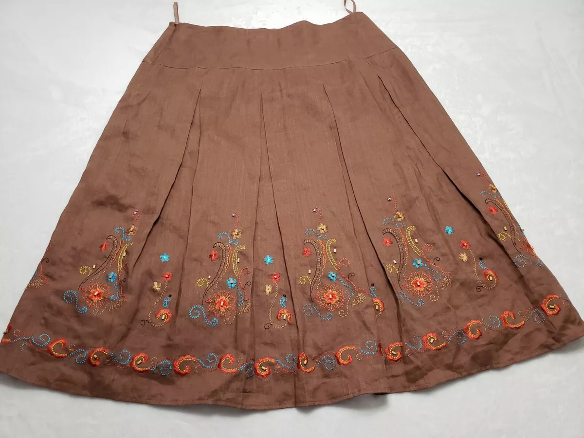 Embroidered clearance skirt brown