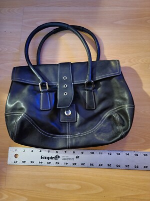 Coach Soho Hampton Black Smooth Leather Handbag Satchel 0000000402