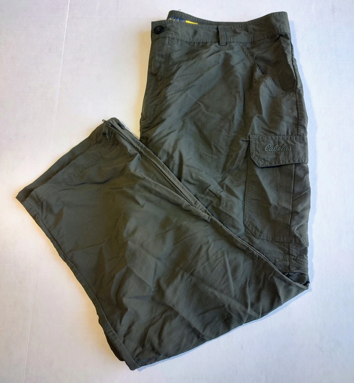 Cabelas Cargo Convertible Pants Mens 40x30 Green Hiking Outdoor Fishing Nylon