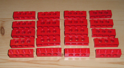 Lego 20 x Technik Lochbalken 1x4 rot 3701 Lochstein 8865 8860 851 853 8839 952 