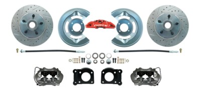 1964-69 Ford Mustang, Falcon, Fairlane Front Disc Brake Kit, Drilled Rotors