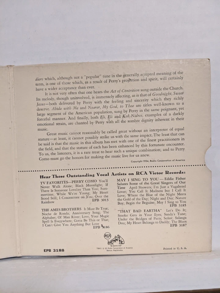 2x 45 EP Perry Como: "I Believe" (Songs of All Faiths) RCA 1954 (VG) Foto 4 de 4