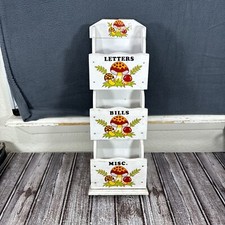 Mid Century Vintage 1978 Sears Merry Mushroom Wood Wall Pocket Letter Organizer