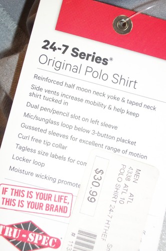 TRU-SPEC Sz S NWT 24-7 Series Tactical Style Polo Shirt Gray Heather Short Slv - Picture 9 of 9