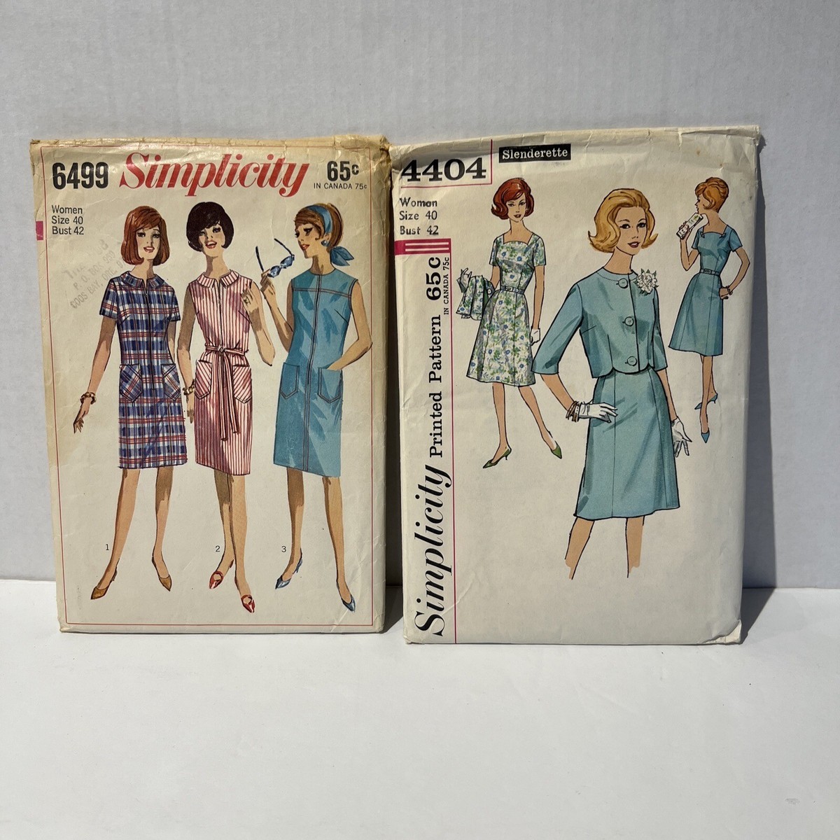 Vintage Women’s Dress Patterns Simplicity Size 40 Bust 42 1960s Classic Style Cu