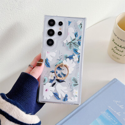 For Samsung S25Ultra S23 A16 Fashion Clear Printed Pattern Ring Stand Phone Case