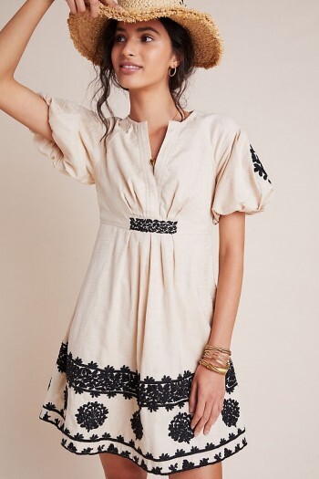 orla embroidered mini dress ANTHROPOLOGIE Orla Embroidered Mini Dress Beige Black Boho Cottagecore Women 8 is available for purchase on au PAY Market - Imported Goods Online Store Co.Ltd. | au PAY Market
