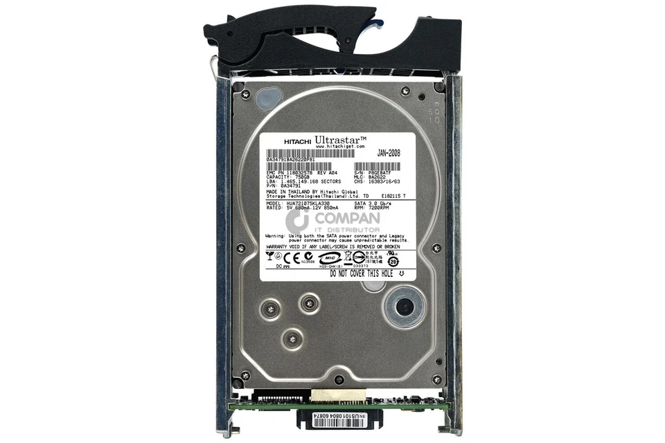 005048796 EMC HARD DRIVE 750GB 7.2K 3.5 LFF SATAII 118032578A04, HUA721075KLA330 - Image 3 of 4