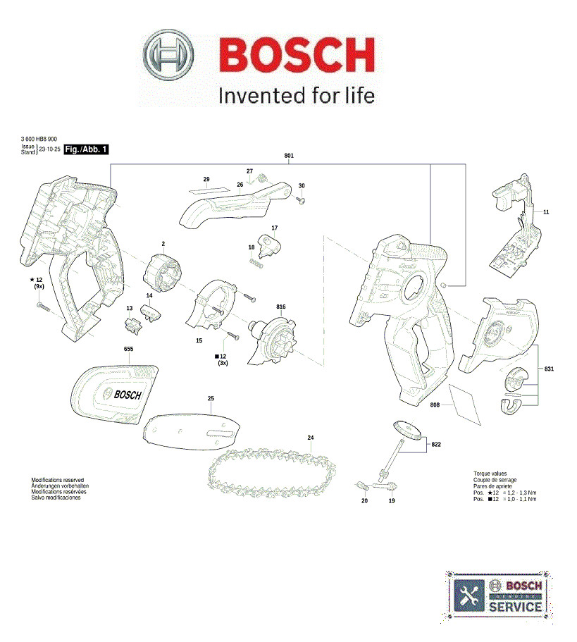 BOSCH Genuine Spare Parts (To Fit: Bosch EasyChain 18V-15-7 Pruner 