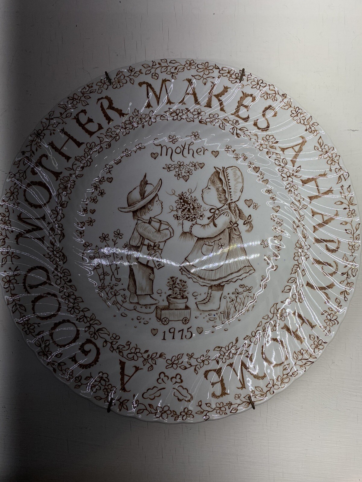 Vintage Staffordshire Porcelain Plate England Royal Crownford “ MOTHER”