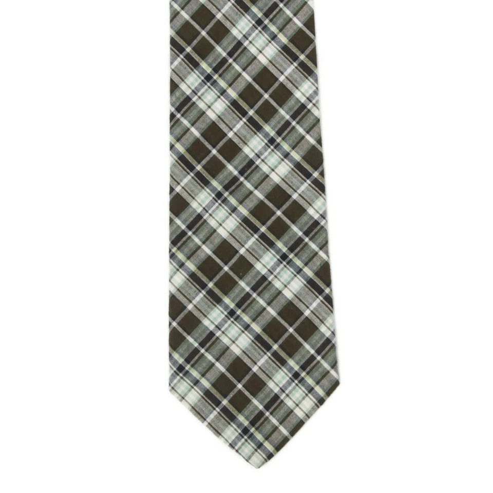 Corbata clásica a cuadros verde gris de algodón para hombre Brooks Brothers Foto 2 de 3