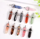 Natural Gemstone Chakra Healing Crystal Point Cut Pendant Amethyst Silver