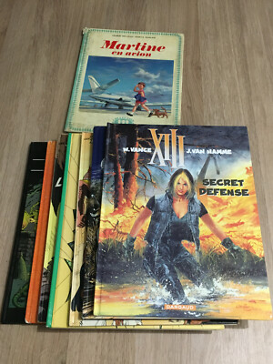 Set 7 Comics Tim und Struppi Papyrus Vasco Les Bidochons Rahan + 1 Buch Martine