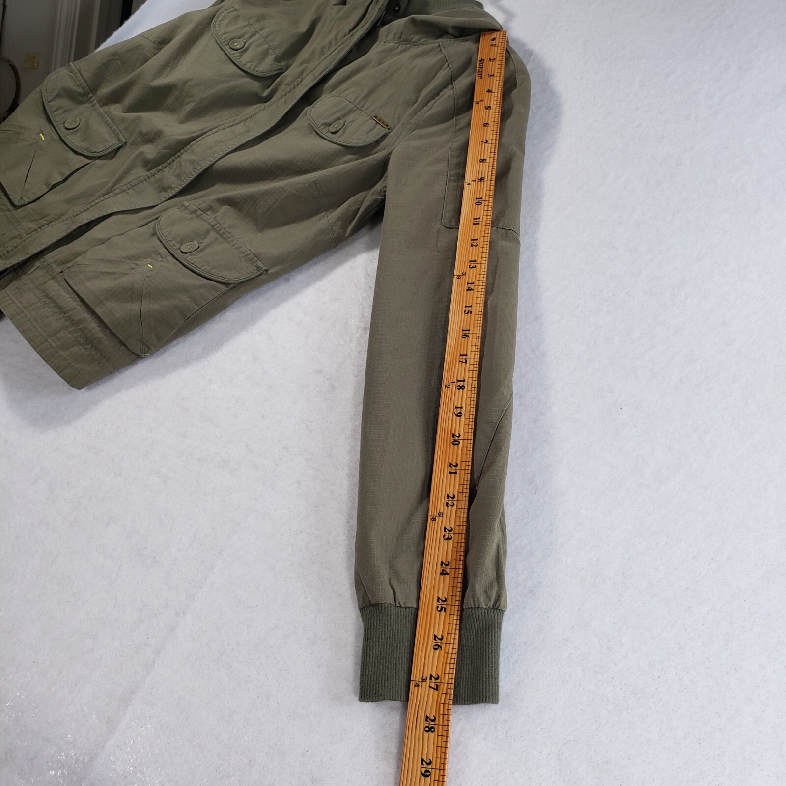 Roxy Cotton Utility Cargo Jacket Medium Hooded Ol… - image 11