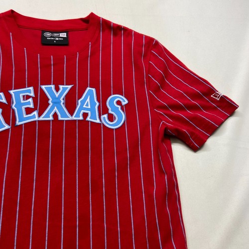 New Era Jersey Men's Small Red Striped Logo Texas Rangers Baseball Team Pullover - Picture 5 of 14