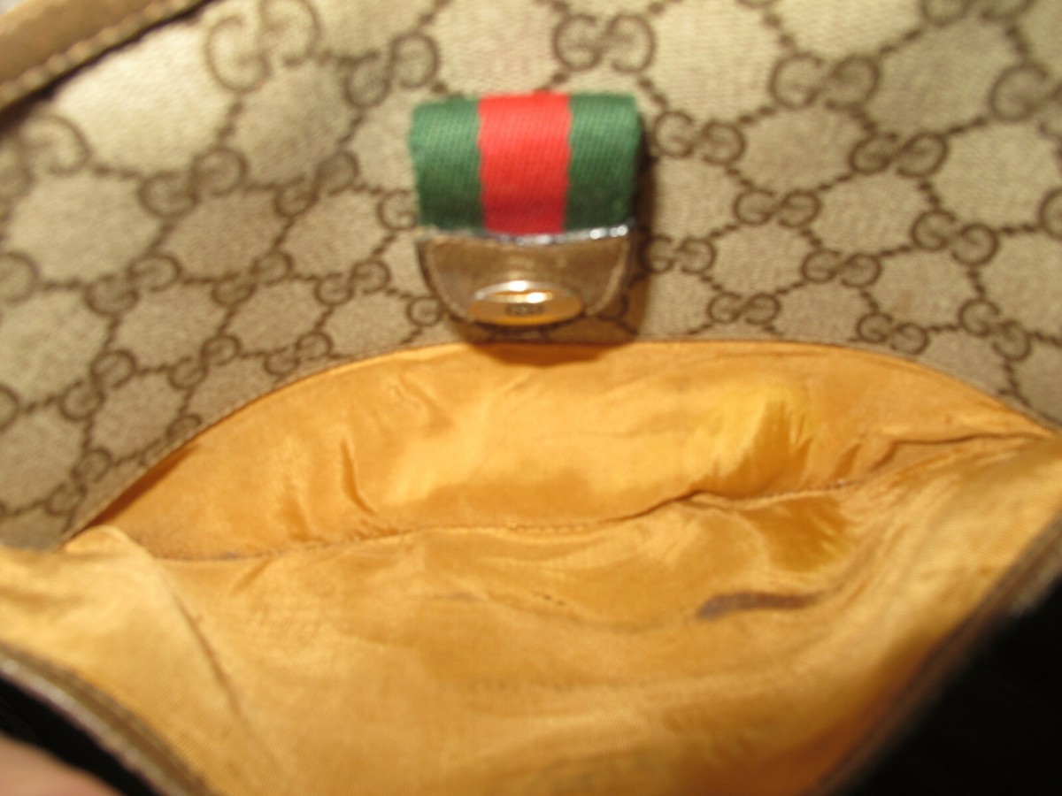 GUCCI Brown Vintage crossbody green & red stripe handbag Mod GUCCI Brown Vintage crossbody green & red stripe handbag Mod