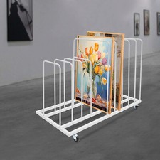 White Painting Drying Rack Art Storage Rack Display Stand w/ 4 Universal Wheels