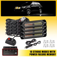 4x Amberwhite 12led Car Emergency Beacon Warning Hazard Flash Strobe Lights