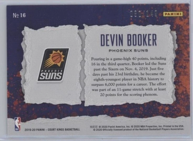 DEVIN BOOKER 2019-20 Court Kings MAESTRO RUBY RED 080/149 Panini Suns #16 - Image 2 of 2