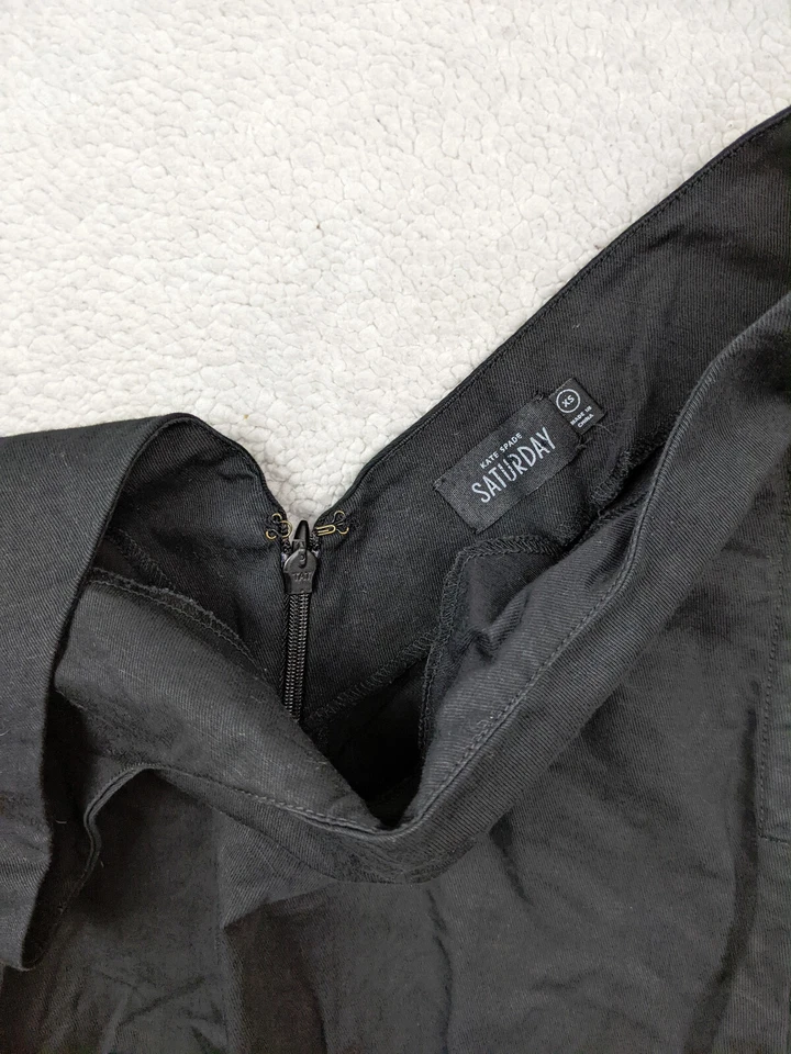 Kate Spade Suturday Womens XS Black Fluid Crepe Romper Ruffle Foto 4 de 4