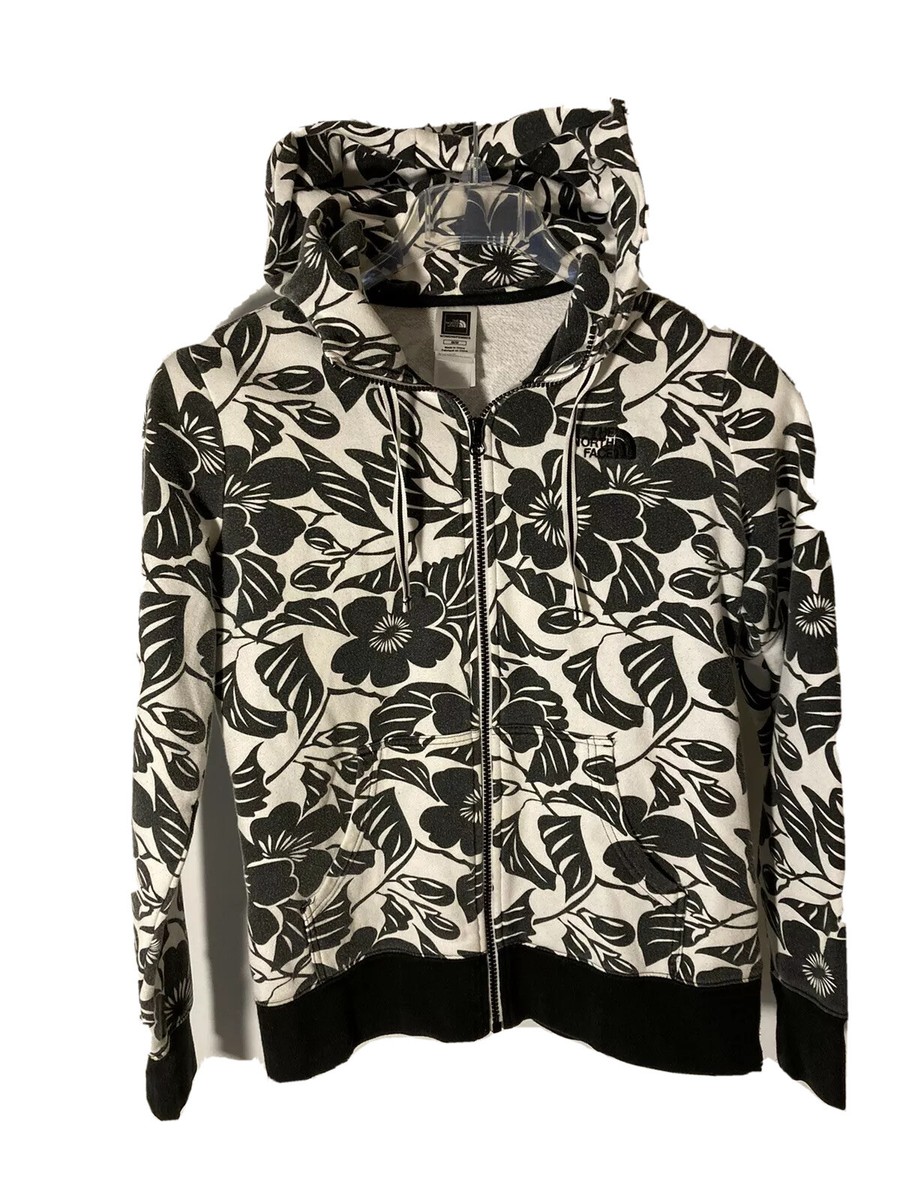 The North Face Womens Size M Full Zip Hoodie with Black Floral