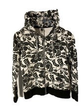 The North Face Womens Size M Full Zip Hoodie with Black Floral Graphics