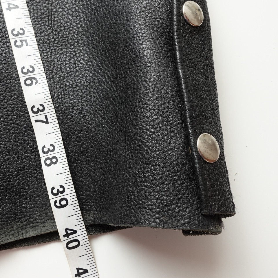 Leather Biker Chaps Mens Large Motorcycle Bike Zipper Snap Lace