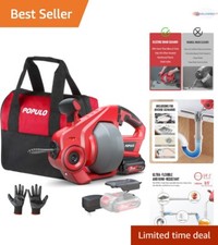 20V Cordless Drain Snake 25Ft Auto-Feed Replaces Cable for Kitchen Bathroom