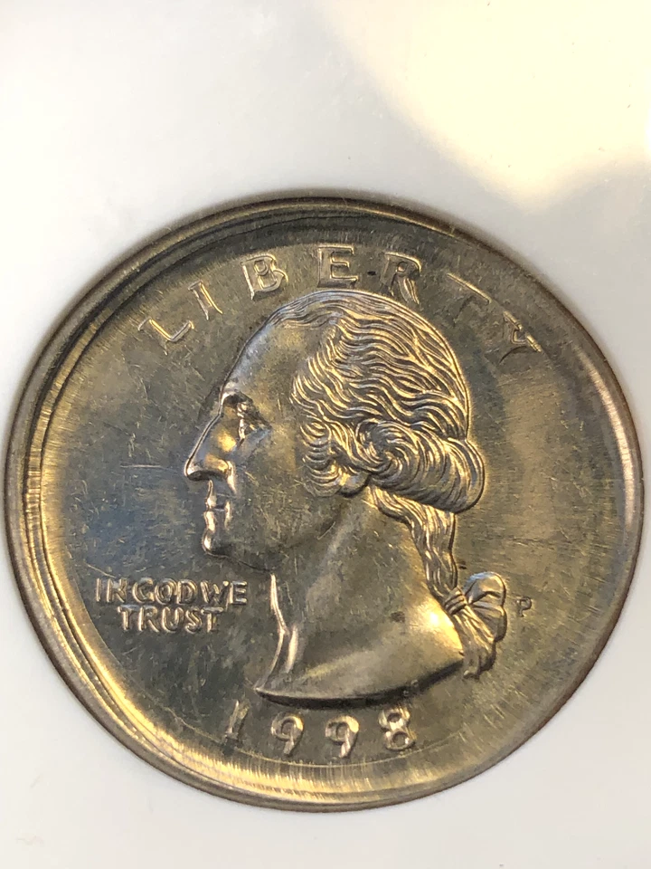 **CRAZY** 1998 Quarter Rotated Double-Struck In Partial Collar Error ANACS MS63 - Image 3 of 4