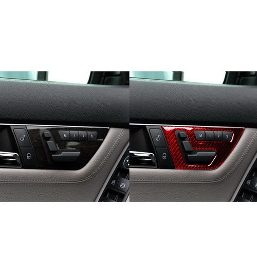 Red Carbon Fiber Door Handle Panel Trim For Mercedes Benz W204 2007-2010 Type B - Picture 7 of 14
