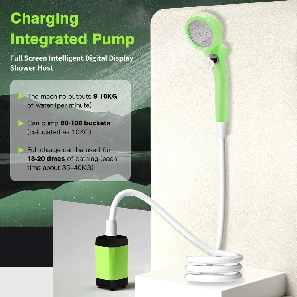 Pompe Douche Camping Portable 6000mAh Affichage Numérique Réglable Extérieur - Photo 3/4