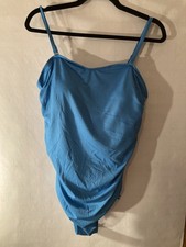 Womens Size Large Solid Blue Bathing Suit Swim Wear Adjustable Straps c16 