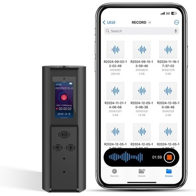 128GB Voice Activated Recorder with Playback: Magnetic Audio Recorder AI Noise C