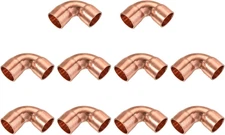 90 Degrees Elbow Copper Pipe Fitting Short Turn Welding Connection 3/8 Inch ID f