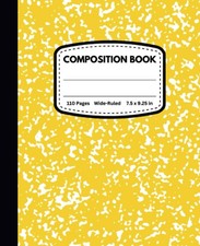 Aesthetic Yellow Marble Composition Notebook: Wide Ruled Journal - 110 Pages of