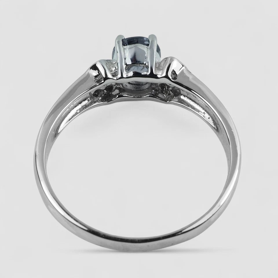 Brillantes anillos de espinela azul gris 0,62 quilates de plata de ley 925 joyería hecha a mano Foto 4 de 4
