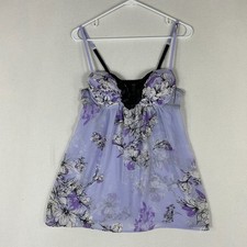 Apt.9 Intimates Babydoll Slip Dress Womens Medium Purple Floral Chemise Lingerie