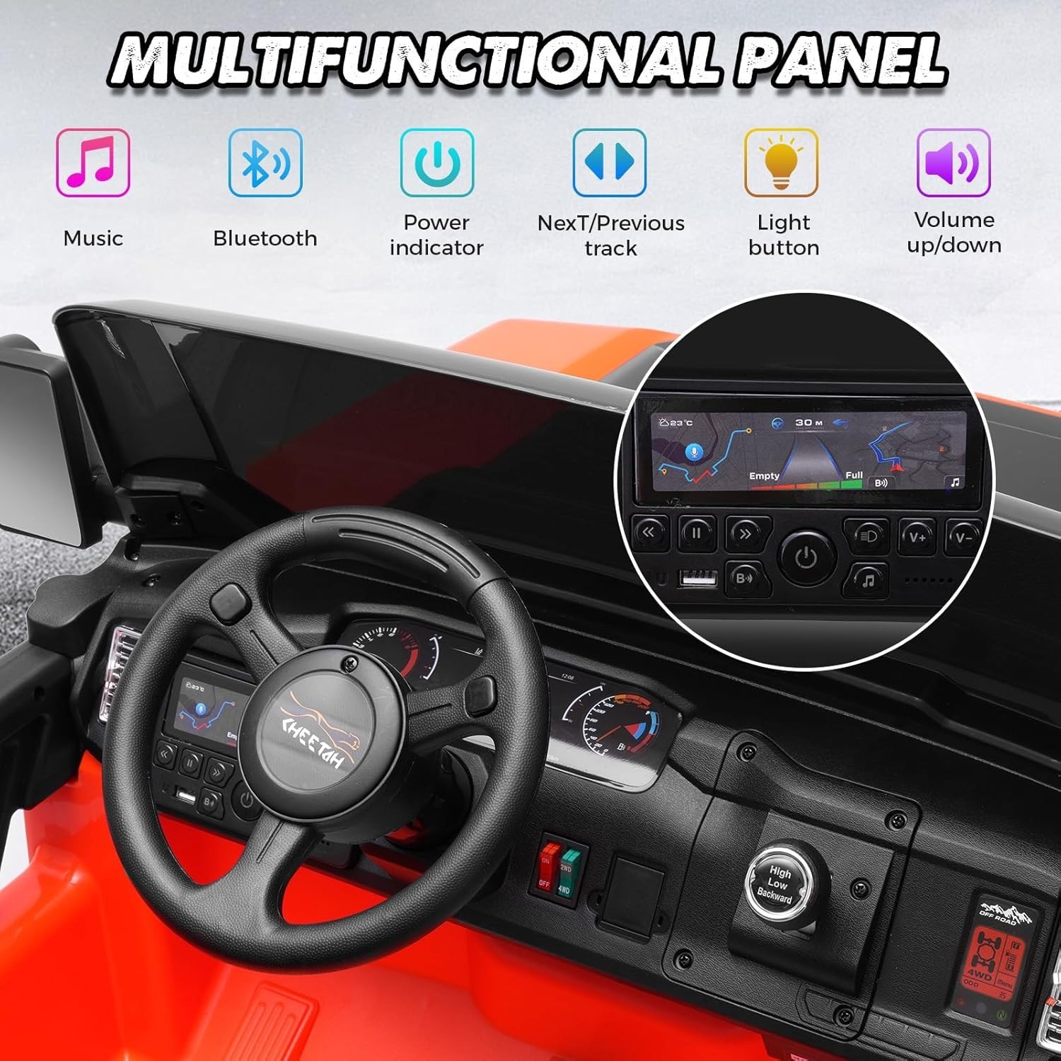 24V 2 Seater Ride on Toys for Big Kids Electric Car w/Remote Control, LED Lights