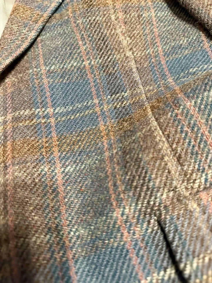 Jaqueta Blazer Lands End Feminina Marrom Rosa Cinza Azul Xadrez Lã Forrada 14 - Imagem 4 de 4